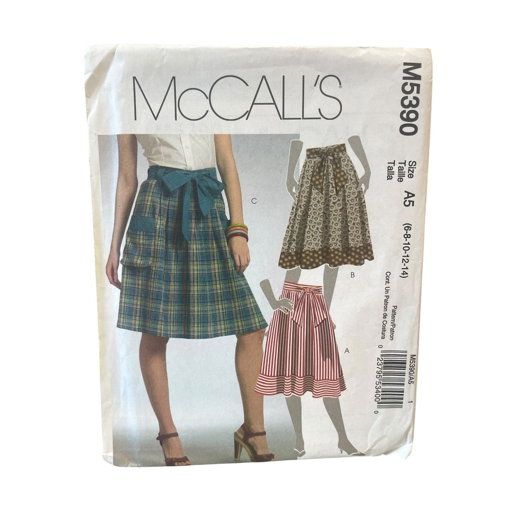 McCall's M5390 Skirt Pattern A5 (6-8-10-12-14) Flared Pleated Pockets‎ UNCUT